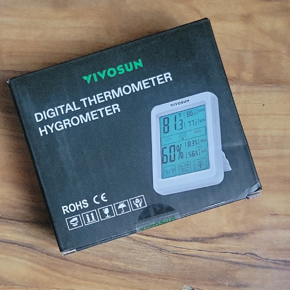 Vivo Black Digital Thermometer Hygrometer